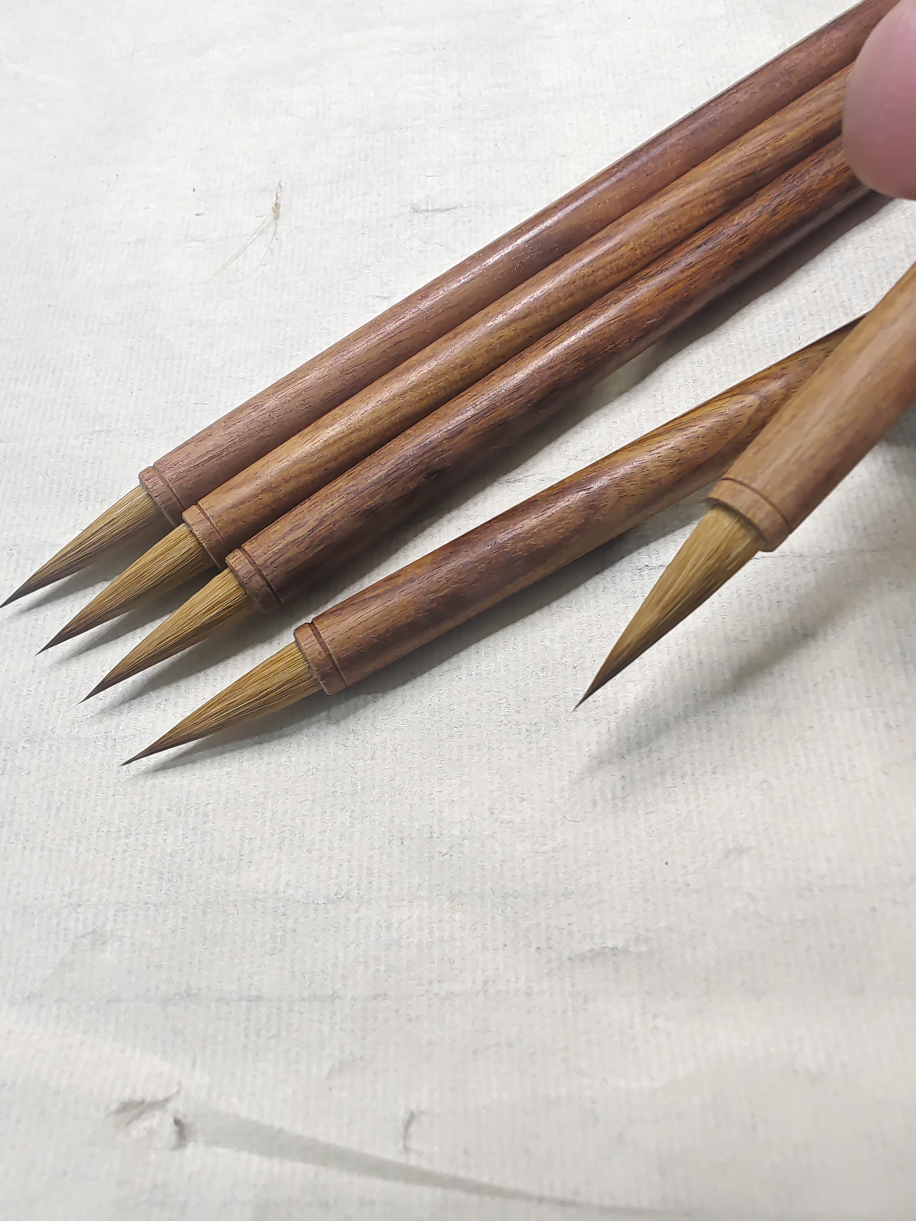 （邹小清笔庄）5支红木北尾小狼毫  弹性软