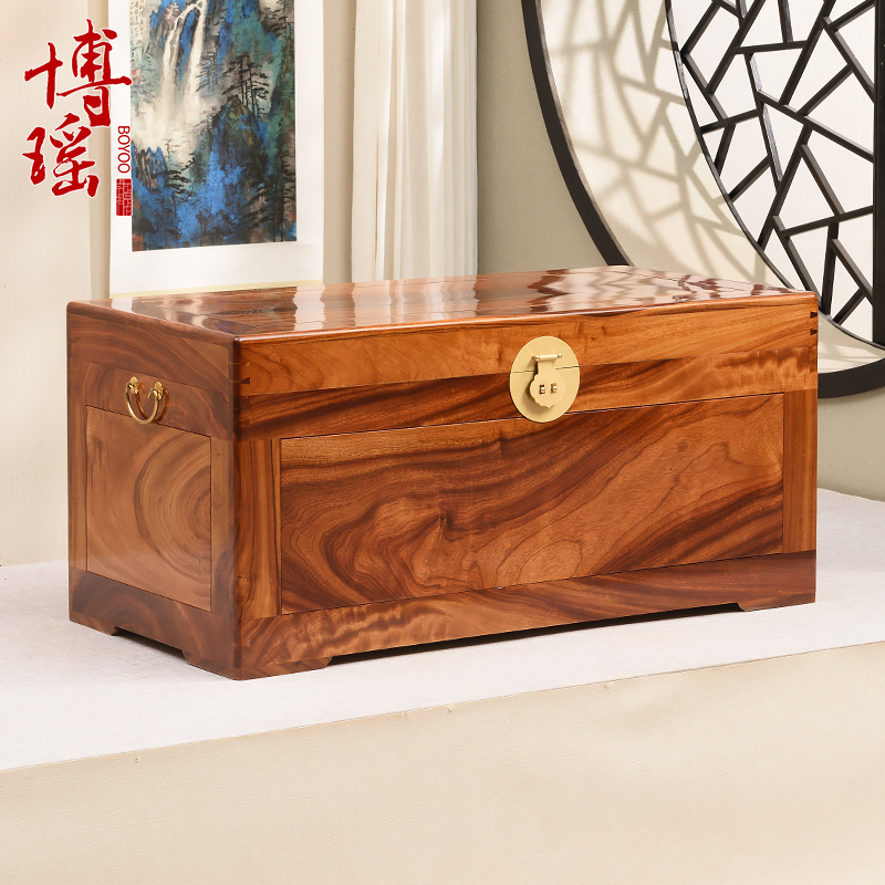 老樟木箱子整板字画箱收纳箱香樟木整板结婚陪嫁箱中式衣箱北方用