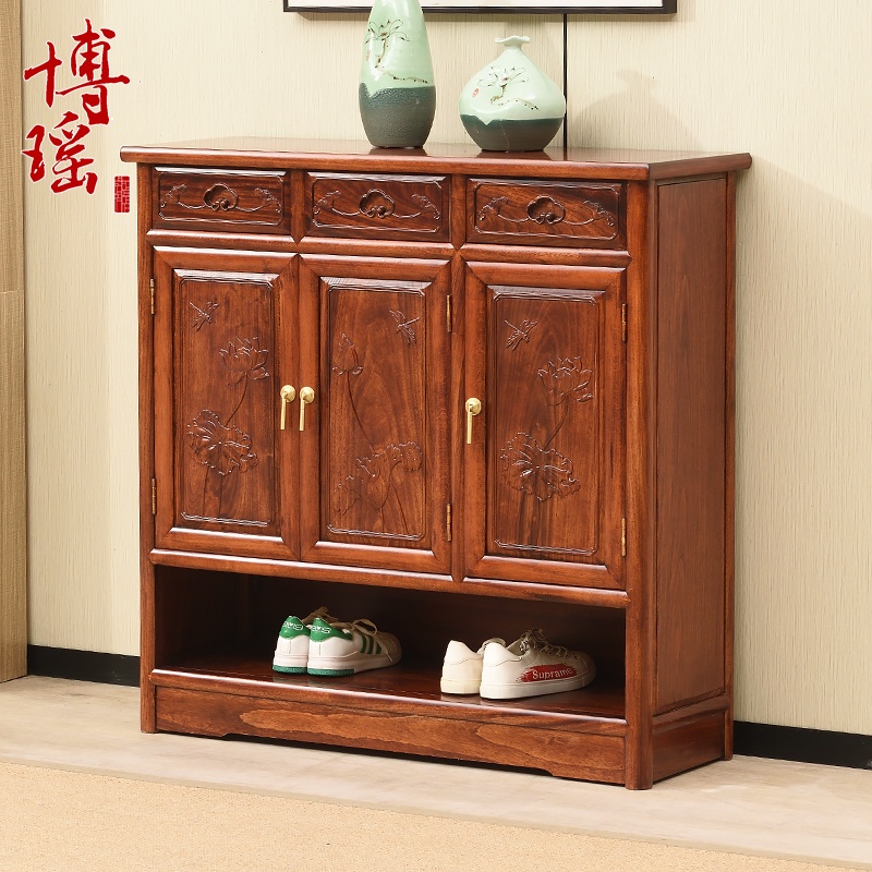 香樟木原木荷花实木放鞋柜防虫除臭玄关柜家用口两三四新中式储物