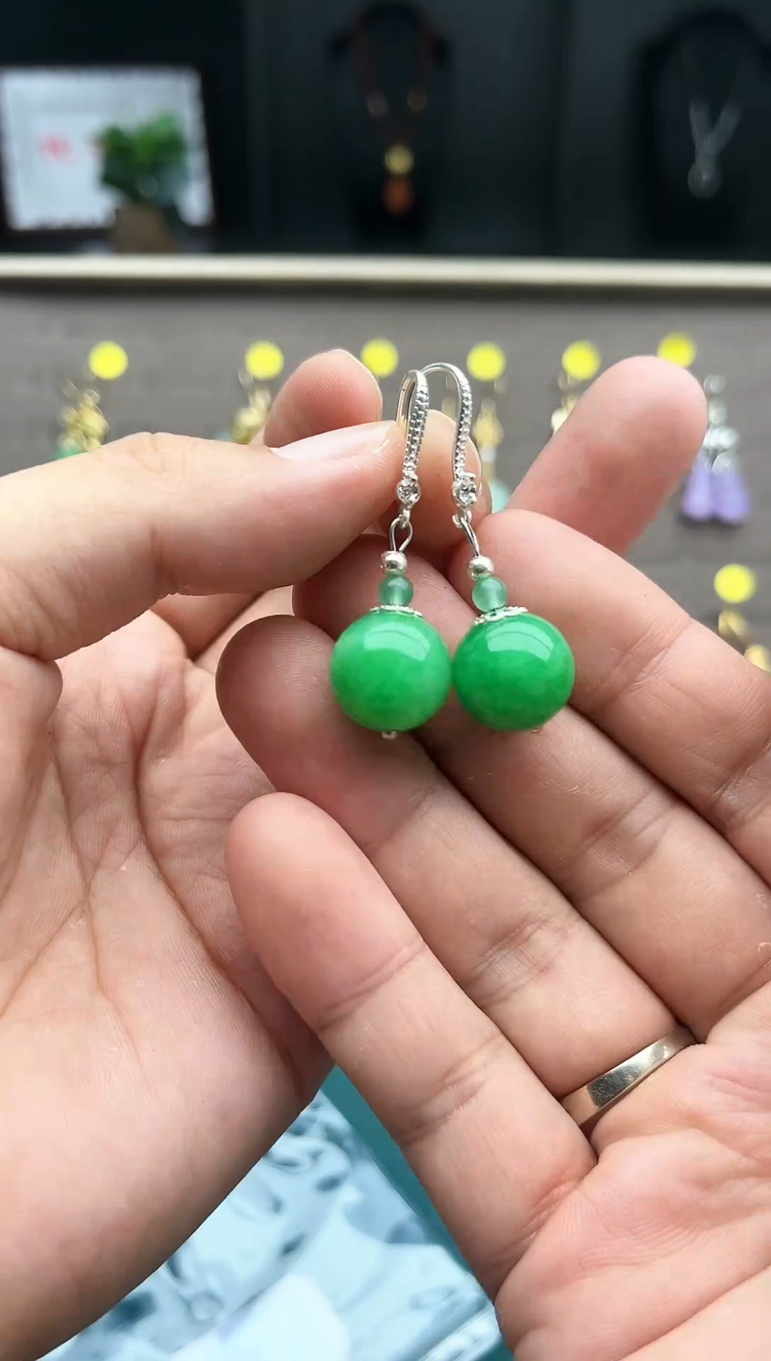 【闪购商品】翡翠耳饰银S925镶嵌721000