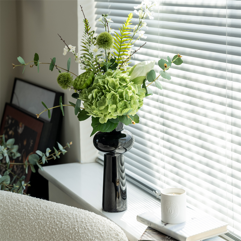 现代简约绿色仿真花束样板房间软装客厅插花轻奢餐桌花艺茶几摆件