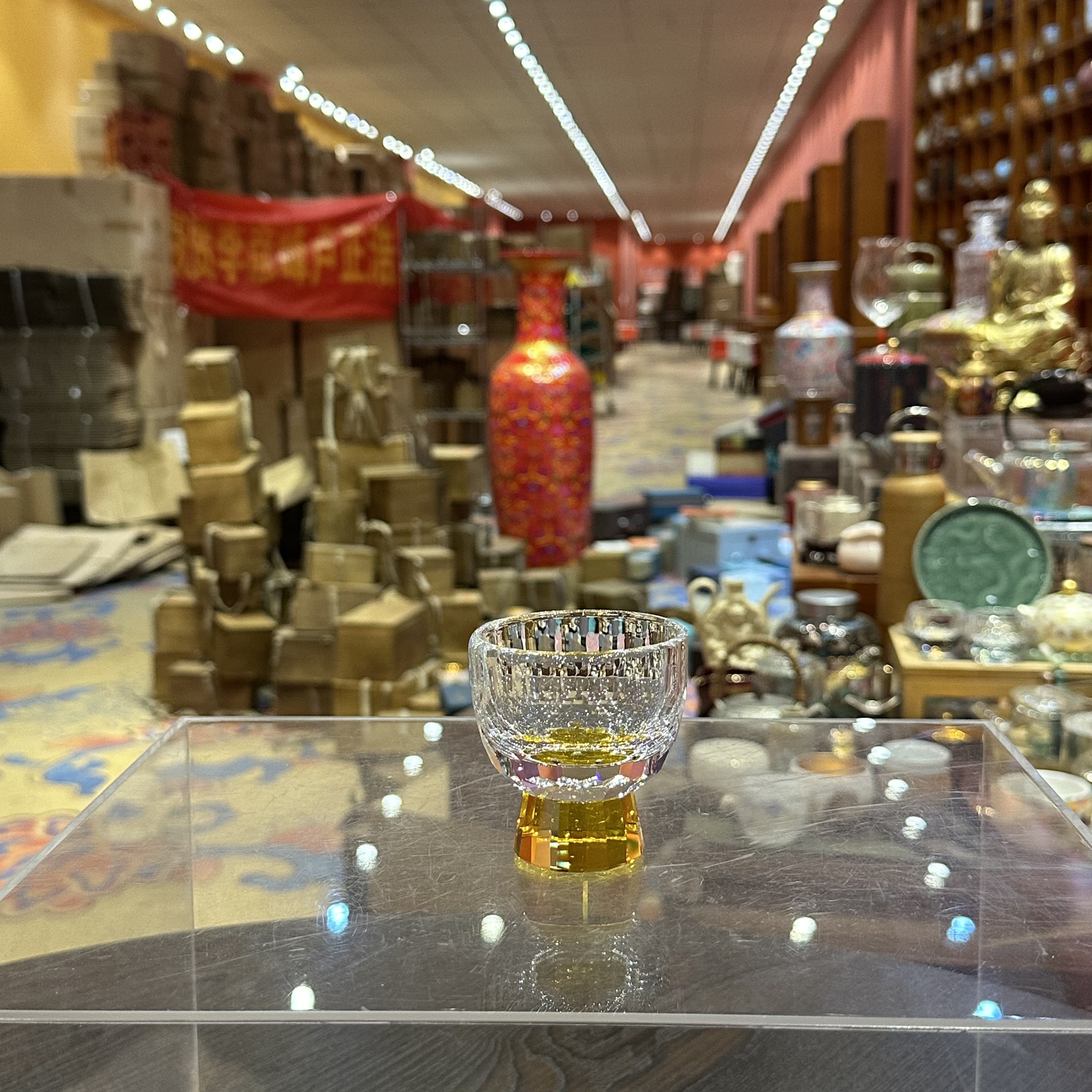 【闪购商品】黄底高足水晶主人杯茶杯RT303-Y