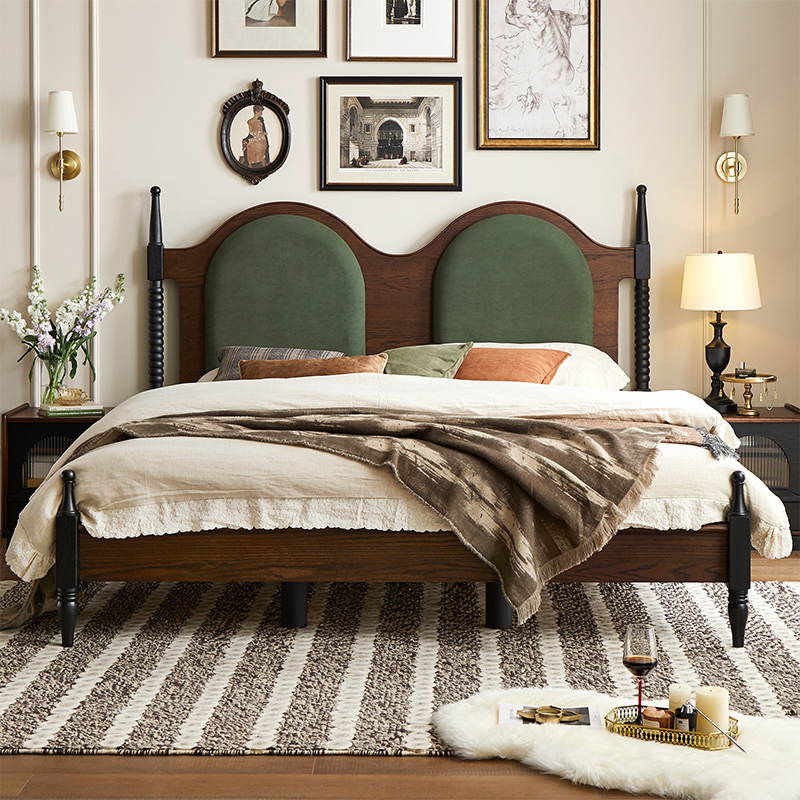 法式乡村复古实木床主卧次卧大床软包1米8双人床现代简约法式婚床