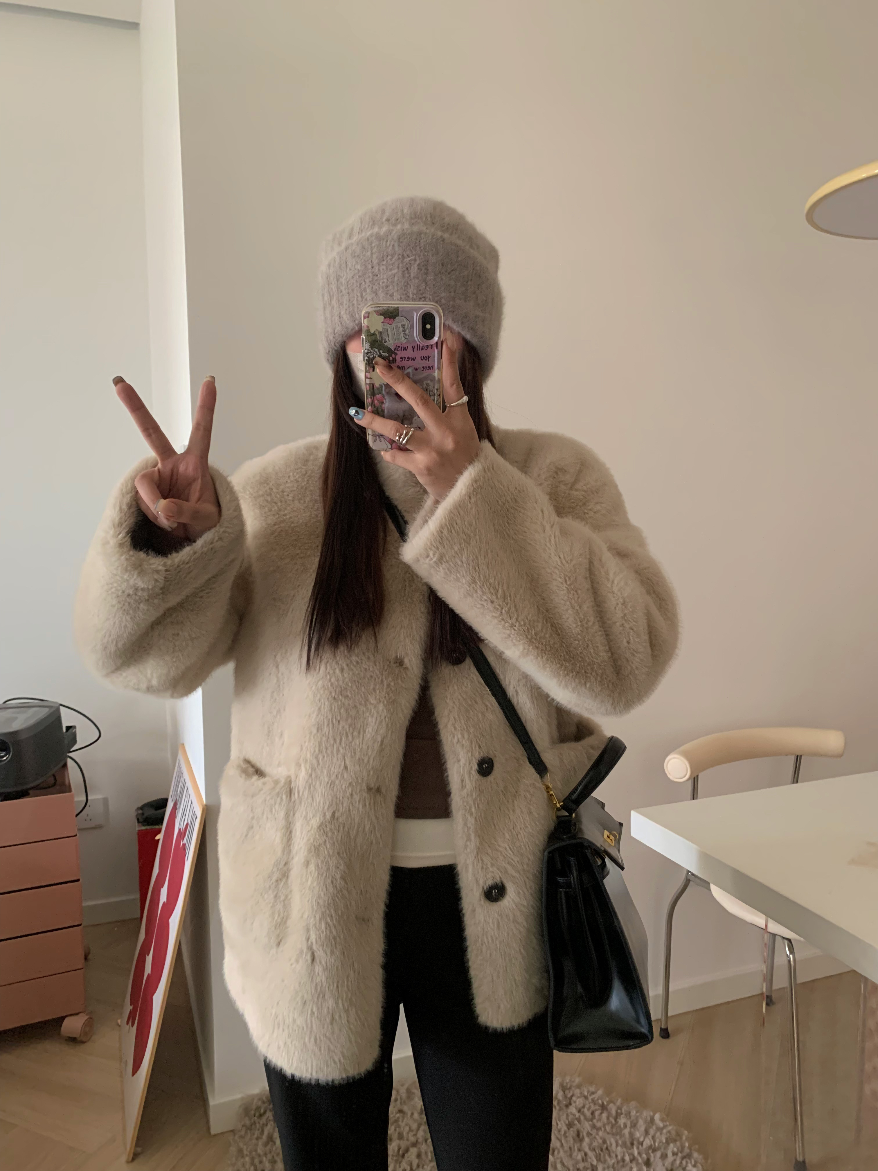 【清清no退换】宅宅athome//冬季恋歌～95还原水貂毛环保皮草外套