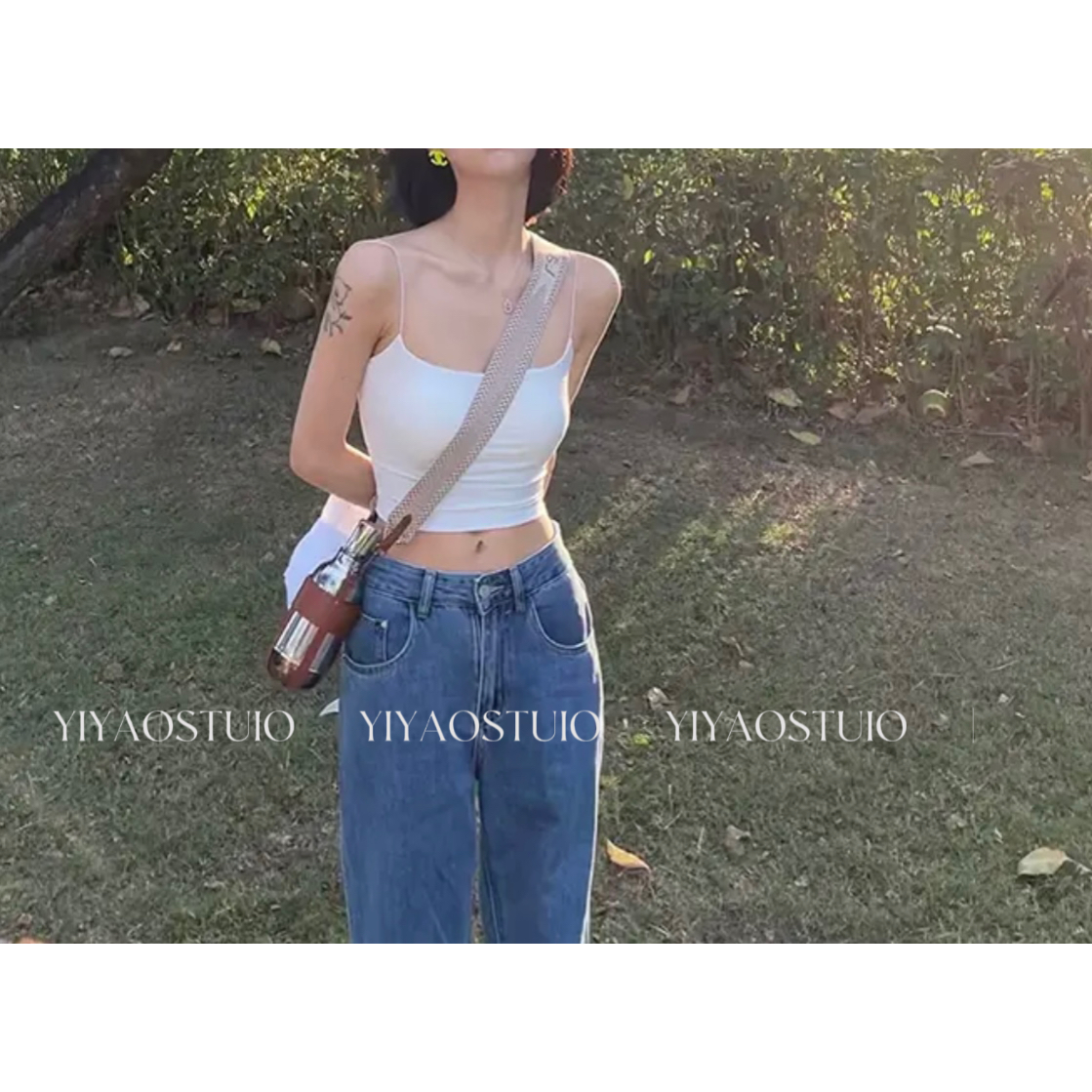 【亦瑶定制】四季时尚百搭女士免文胸一体式内衣吊带背心 4CDDD3171