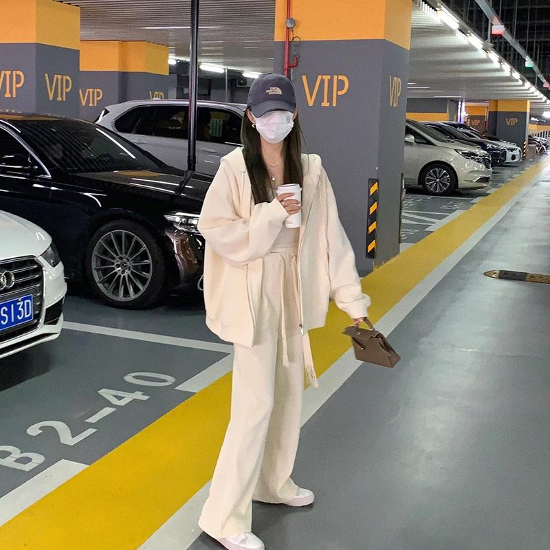 连帽卫衣女加绒春季款加厚上衣外套奶呼呼oversize宽松慵懒风开衫