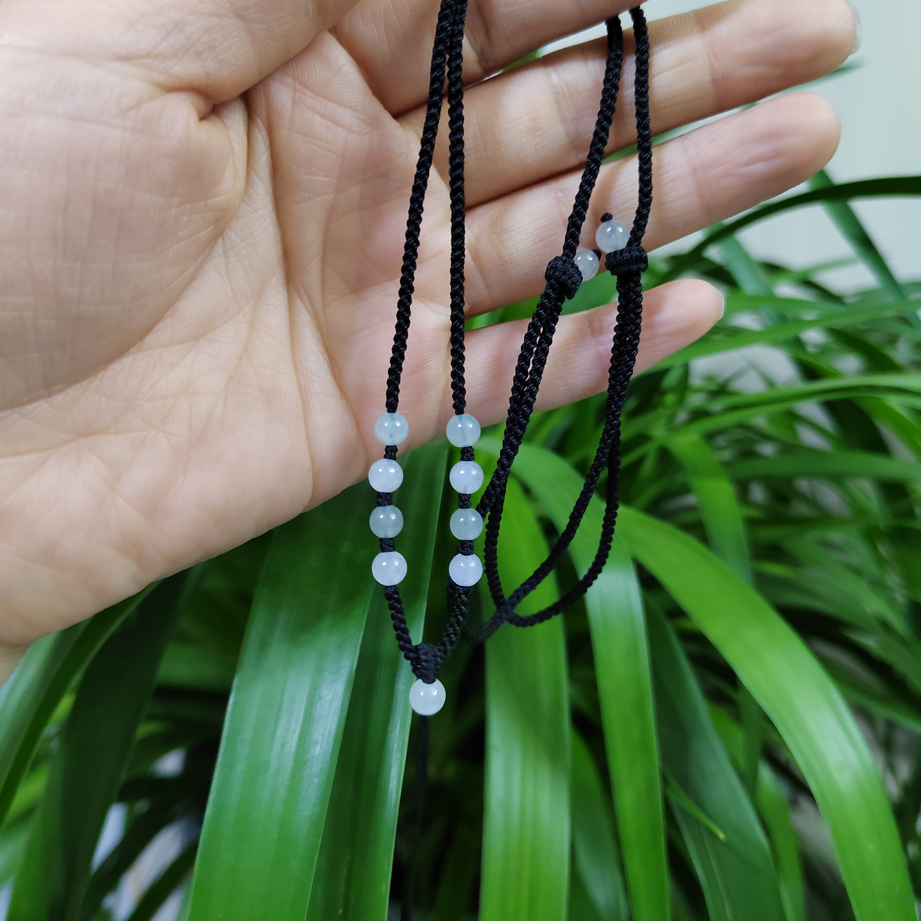 天然翡翠卡5左右圆珠 可调节 精美时尚 纯手工编织挂坠绳子 