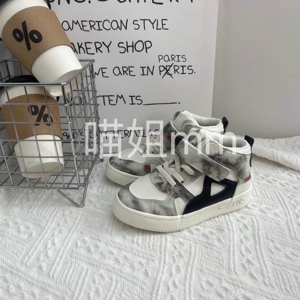 [夜光鞋1882]时尚百搭新款高帮板鞋男童女童ins风潮流童鞋