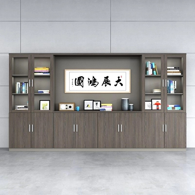 定制玻璃门文件柜实木质资料档案老板背景办公书柜家用办公室柜子