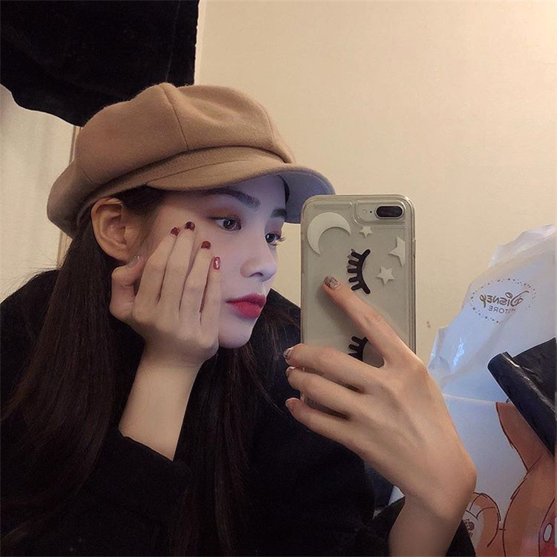 纯色韩版毛呢八角女秋冬款贝雷鸭舌帽休闲百搭青年画家英伦帽帽子