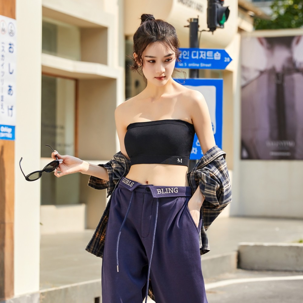 8602可拆卸无肩带显瘦夏季露肩休闲百搭薄款聚拢托胸防滑美背