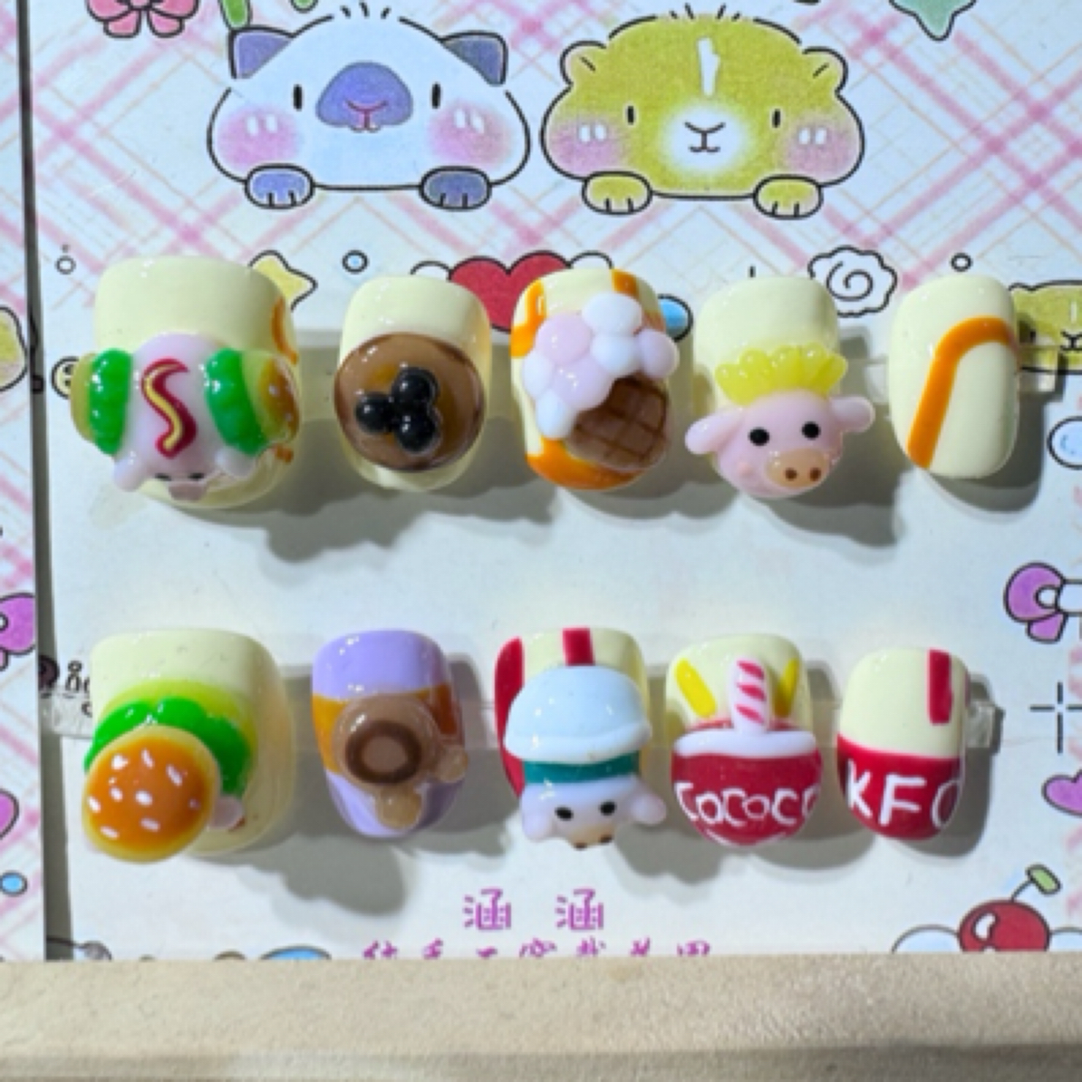 手绘捏捏款时尚可爱穿戴甲图片参考直播间为准指甲片穿戴式美甲