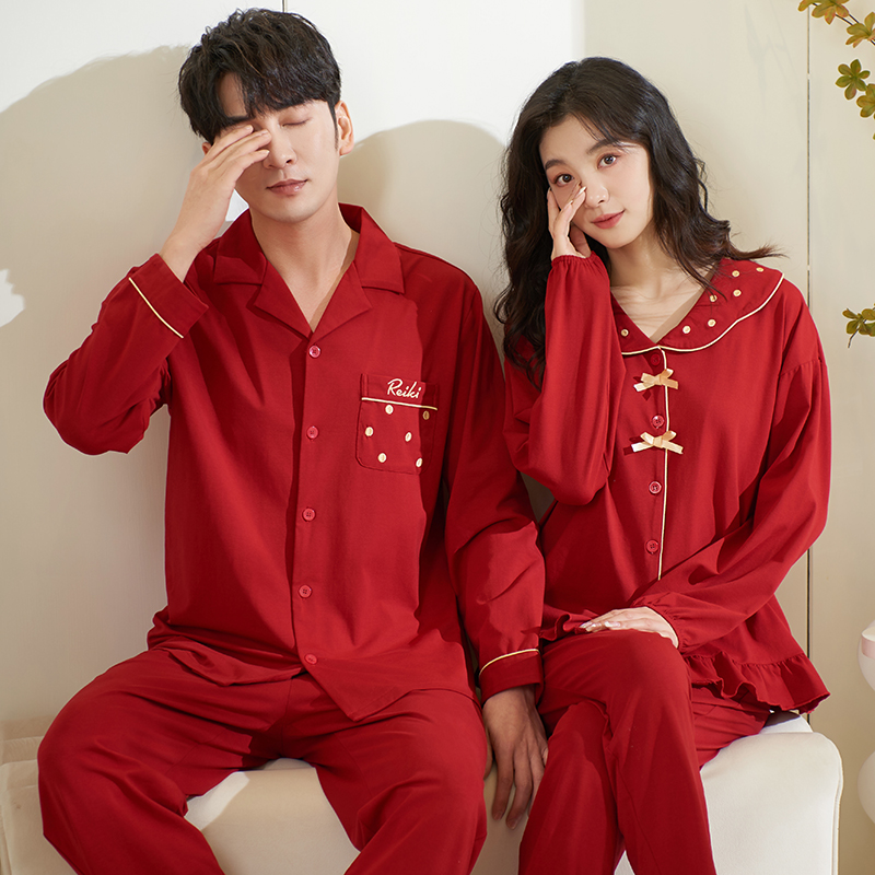 睡衣情侣红色家居家居服