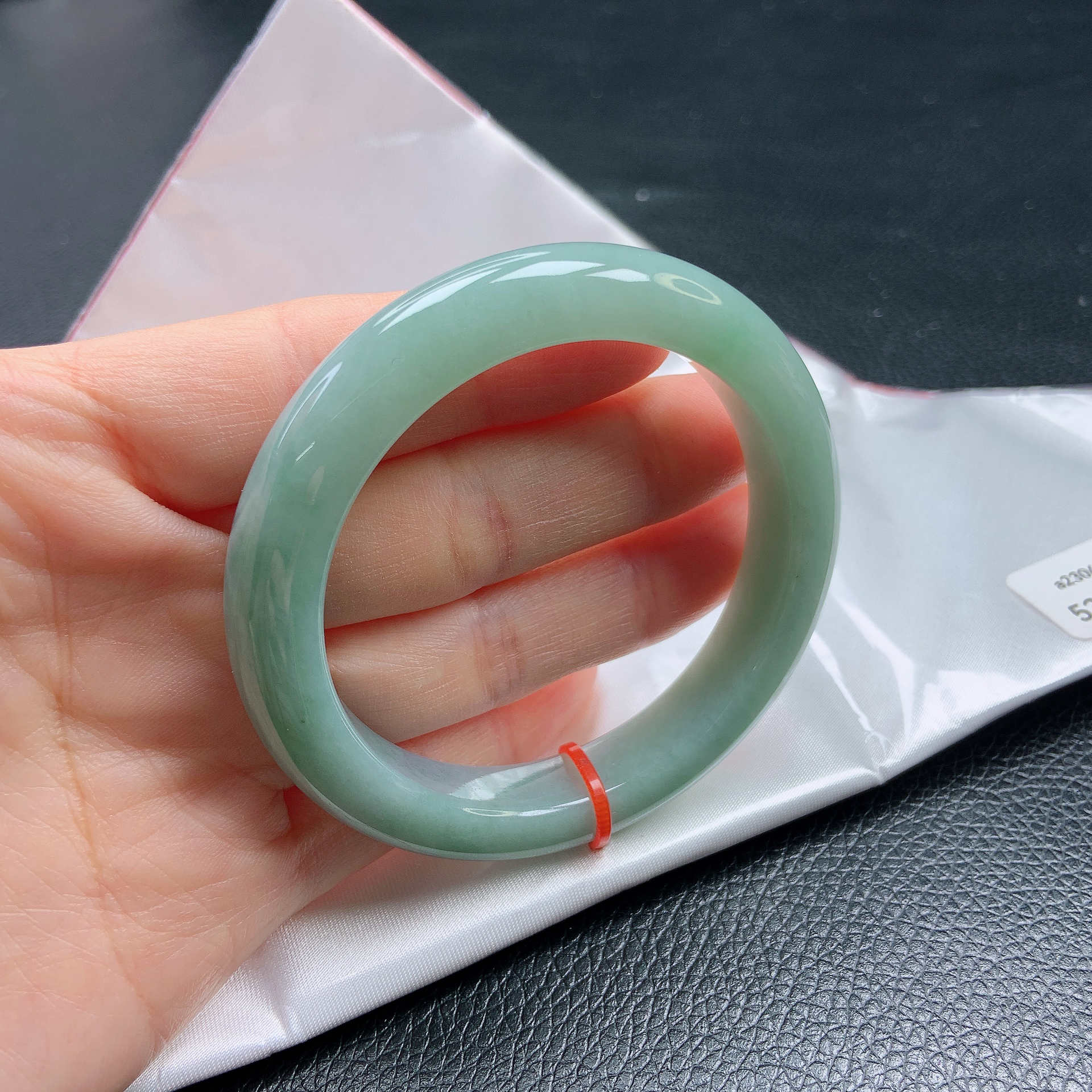 53➕圈冰种胶润满绿翡翠宽边手镯缅甸天然a货