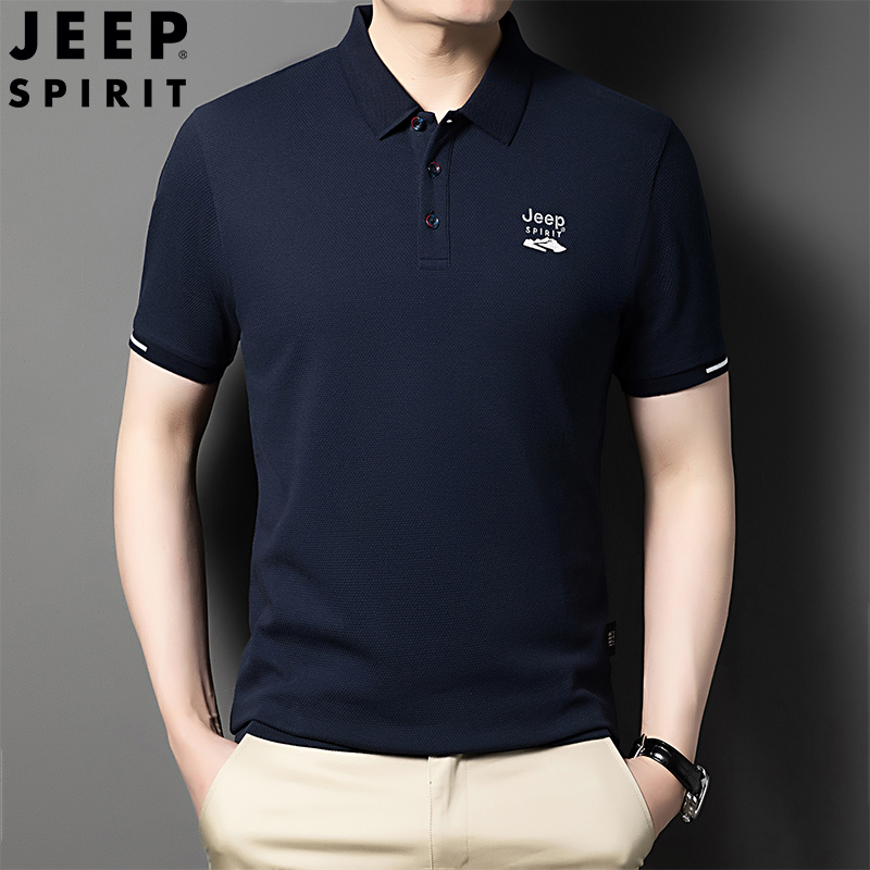 JEEPSPIRIT新款纯棉男士短袖t恤商务休闲翻领体恤上衣宽松POLO衫