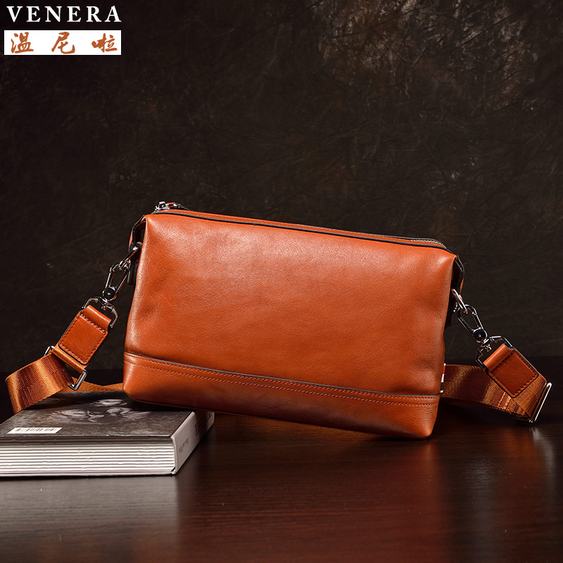 真皮手包牛皮手拿包男手机包时尚休闲单肩斜挎包潮流大容量多功能