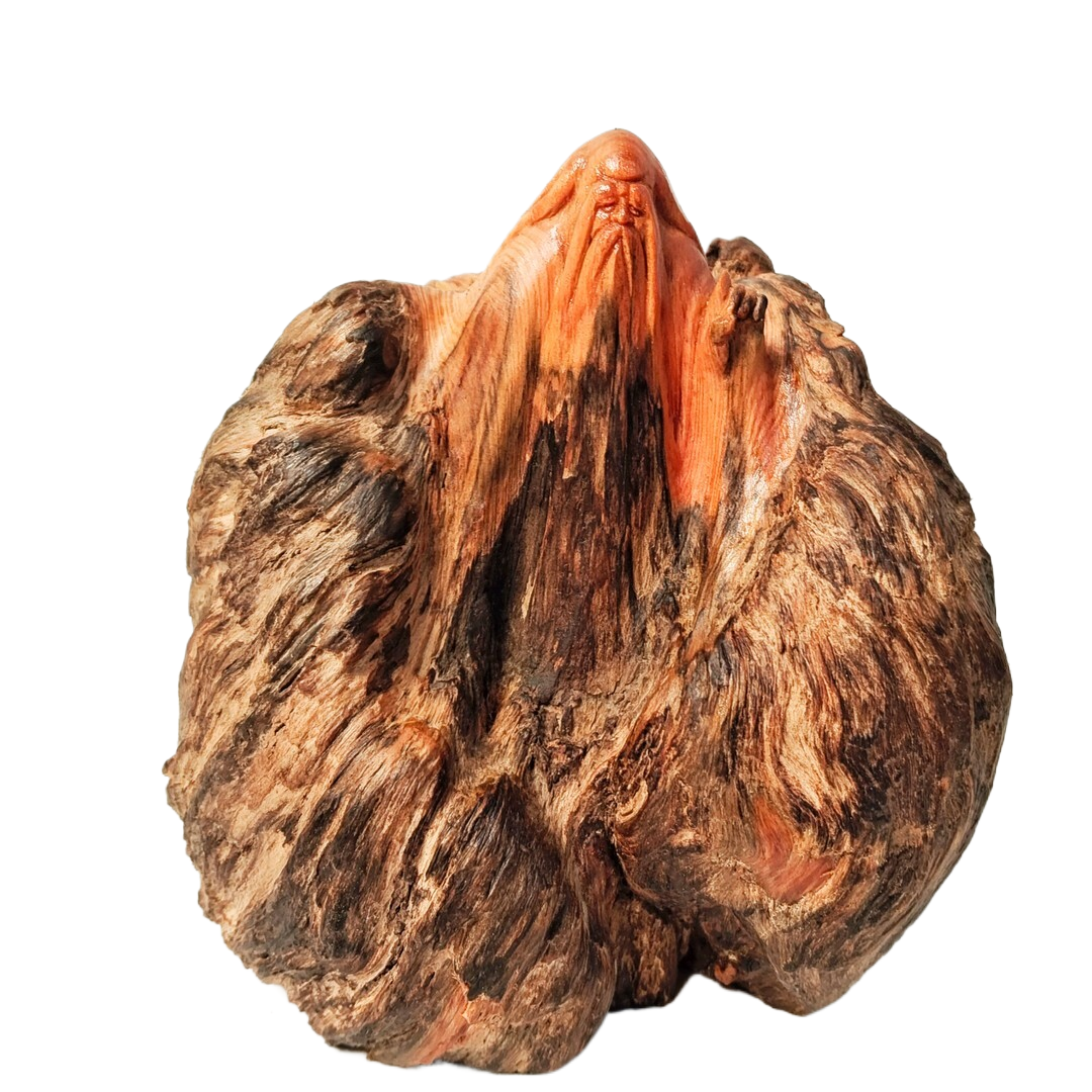 204*创意匠心精作根雕老子问天百年风化琥珀木瘤子家居艺术品摆件