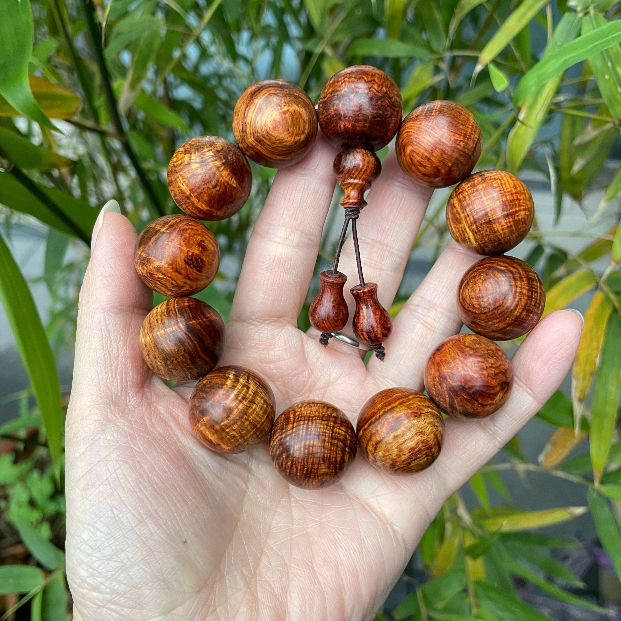 海南黄花梨降香黄檀2.0CM老料S纹水波手串【老良红木】