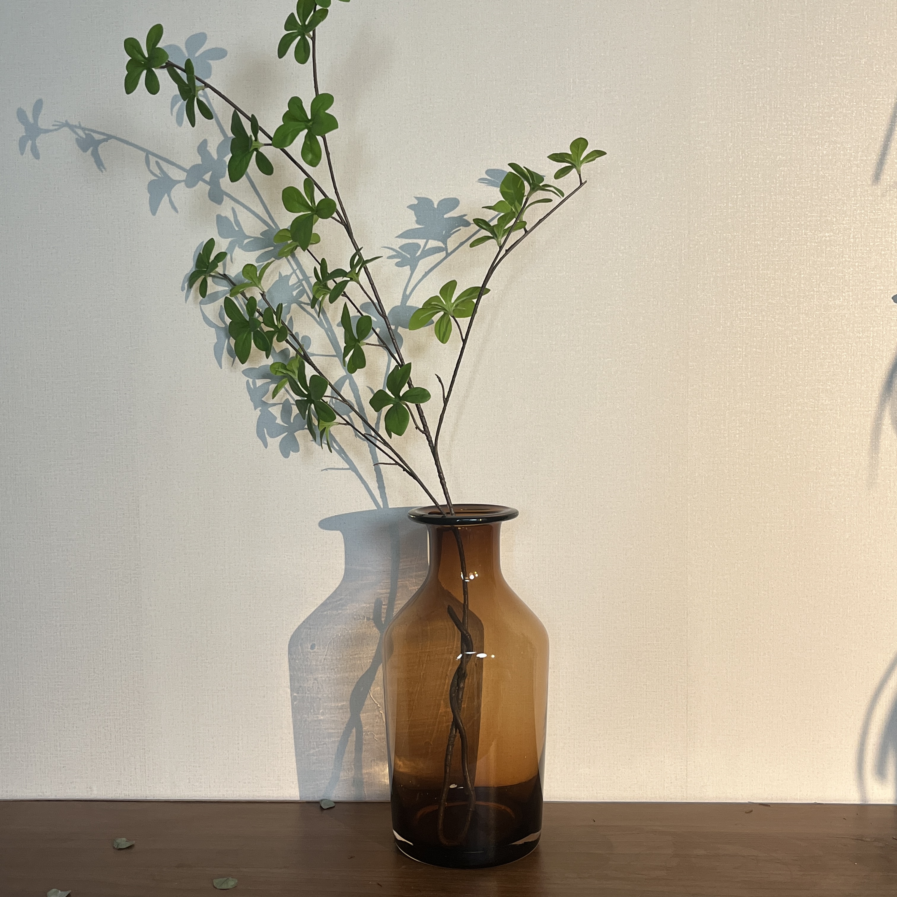 红棕色加厚水晶玻璃花瓶水养绿植鲜切花百合雪柳餐厅客厅桌面摆件