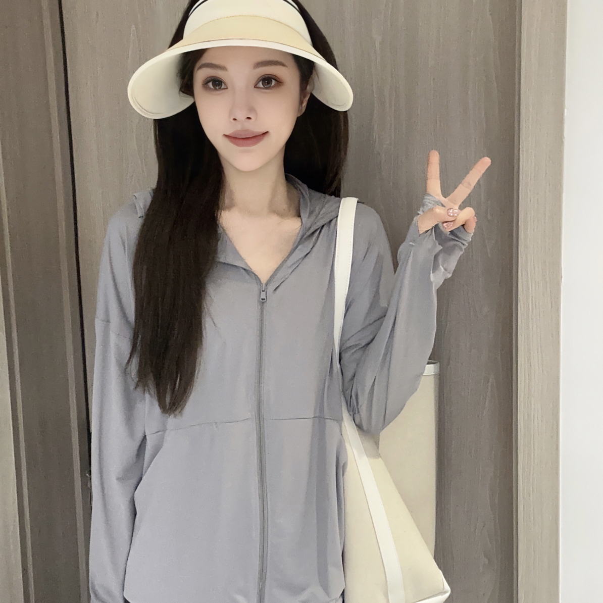 德芬妲冰丝防晒衣UPF50+夏季冰感开衫连帽透气宽松外套休闲FSF-3