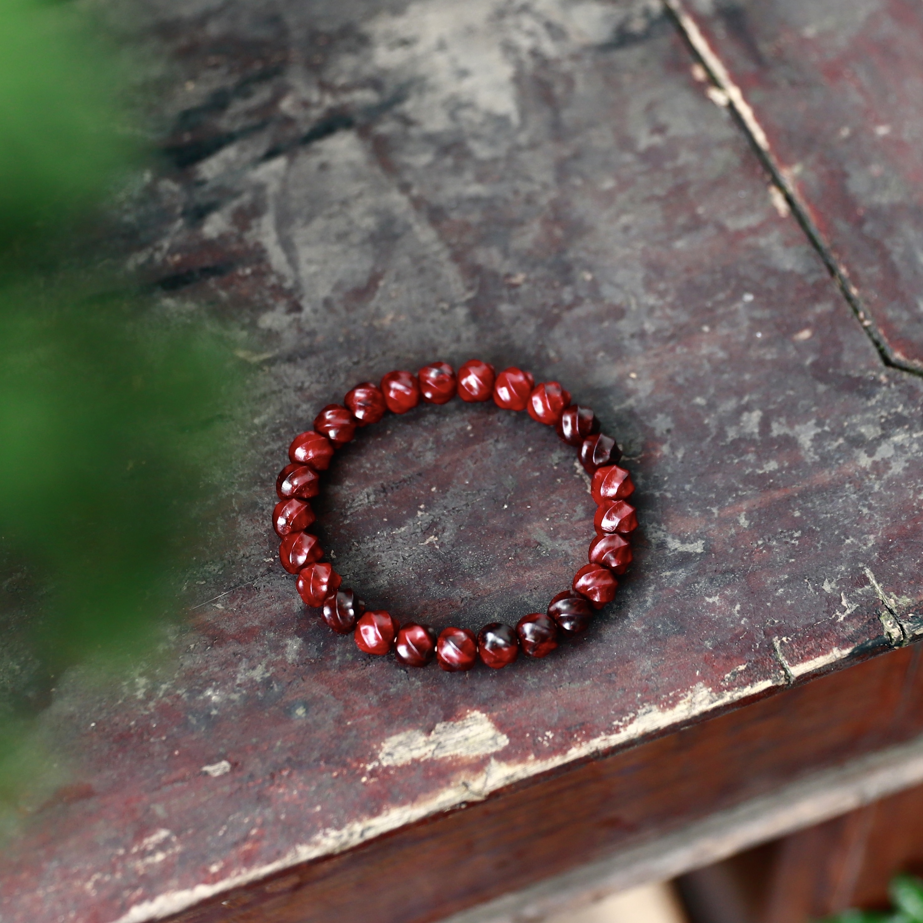 小叶紫檀琴料火焰红钮珠8mm/9mm单圈