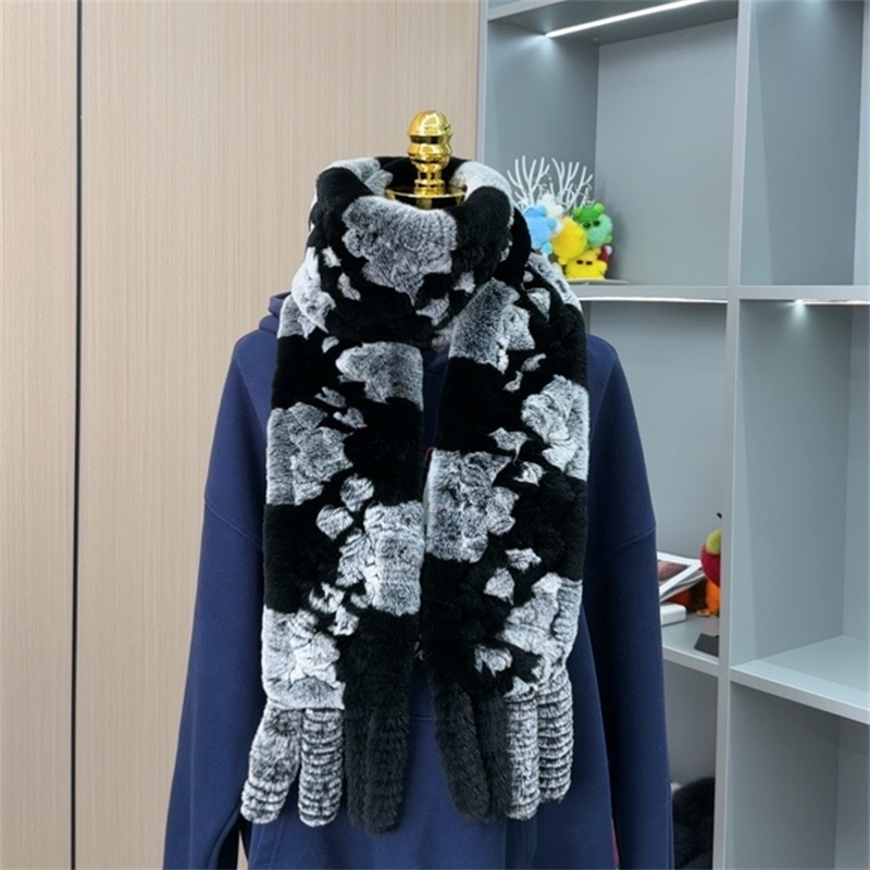 獭兔毛手工制作编织围巾韩版冬季保暖长款流苏獭兔围巾加厚时尚