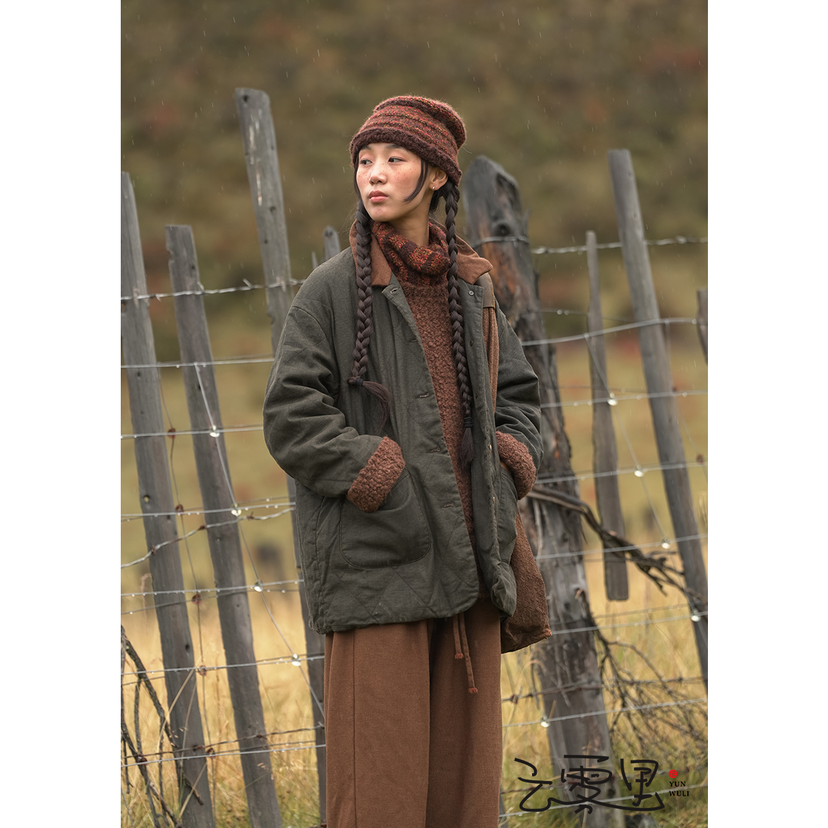 云雾里 原创设计复古文艺松弛感保暖恣意纯亚麻短棉衣 3322