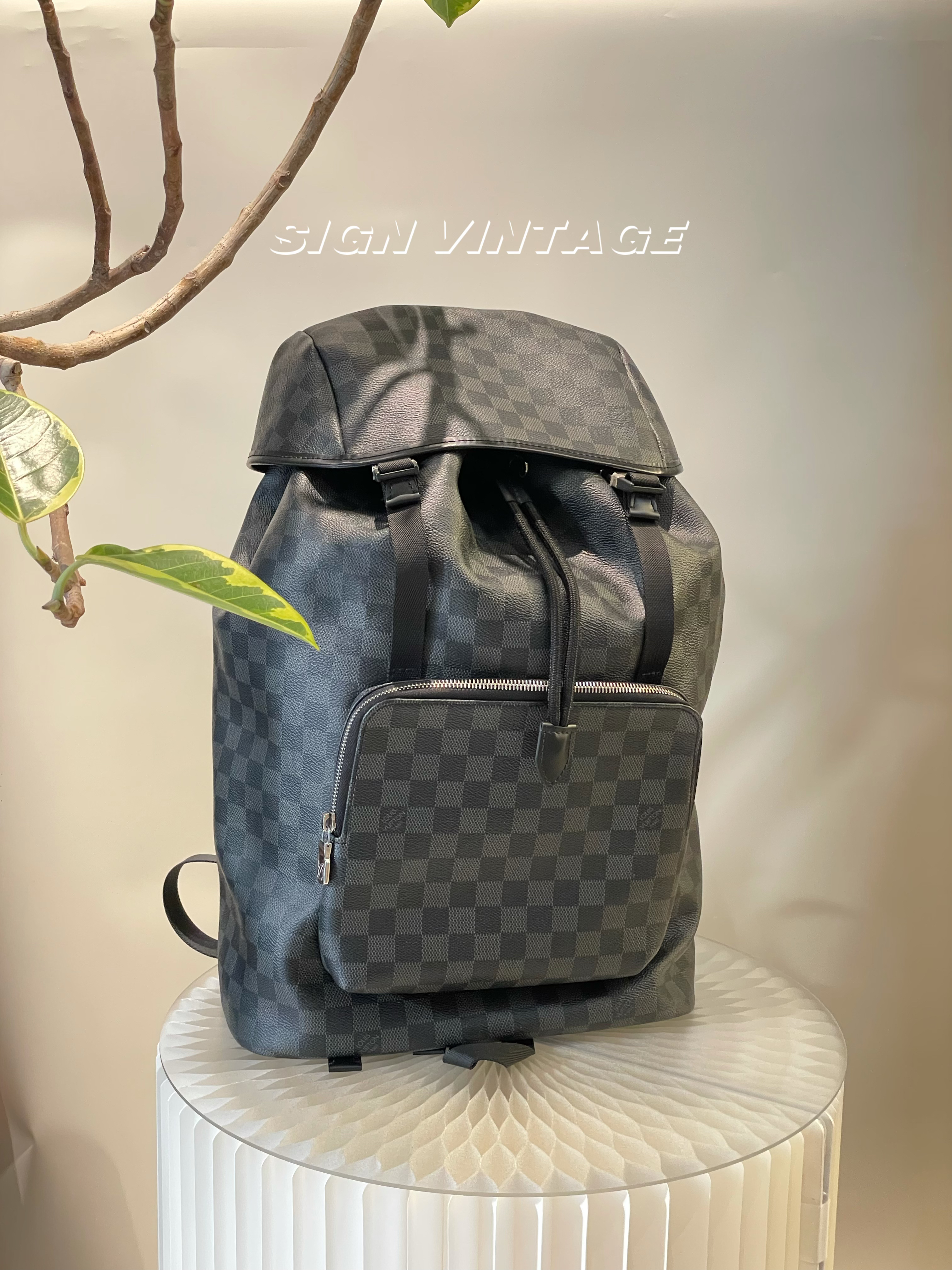 95新 LouisVuitton/路易威登 Zack黑色棋盘格登山双肩包