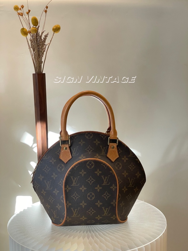 95新 LouisVuitton/路易威登 中古老花河蚌手提款小号