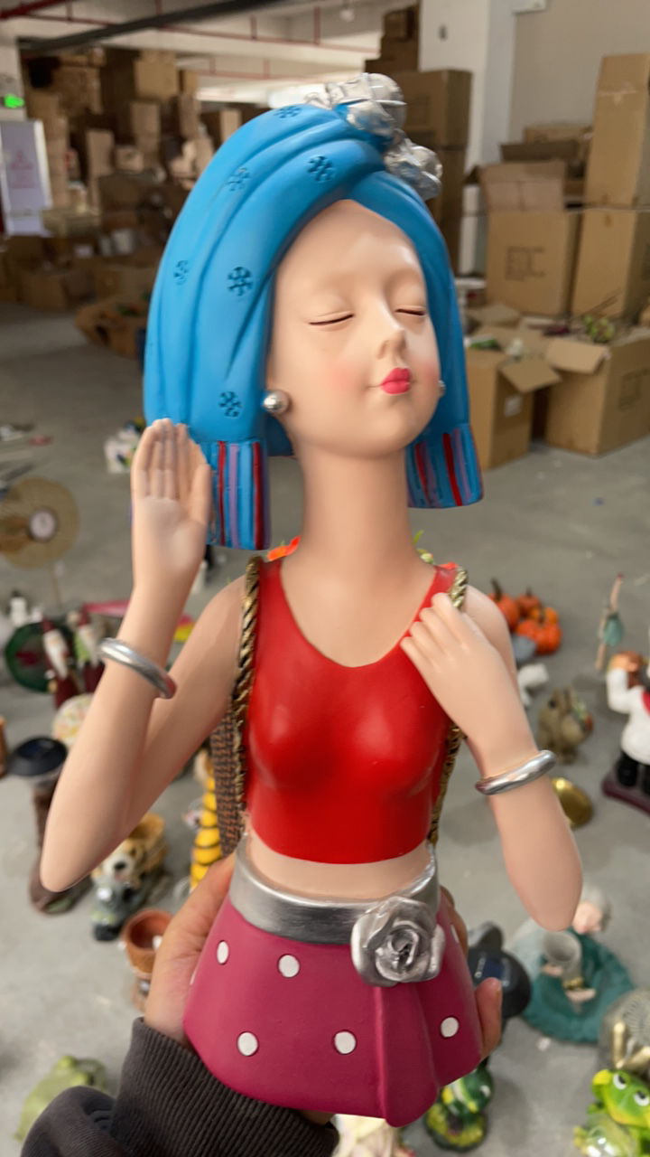 蓝色苗江女孩摆件