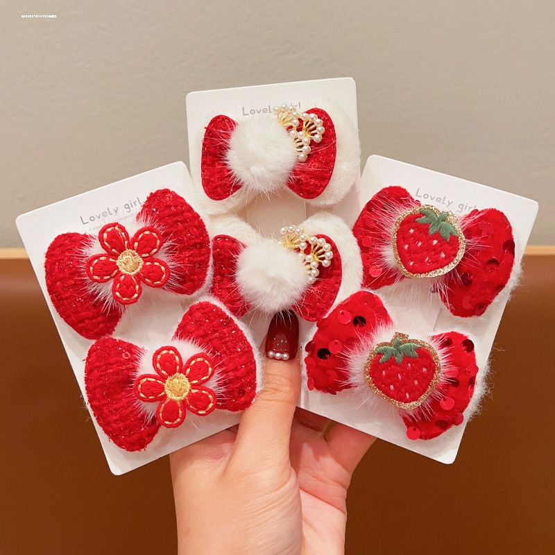 蝴蝶结毛绒发夹小众简约精致夹子质感百搭侧边设计显白碎发