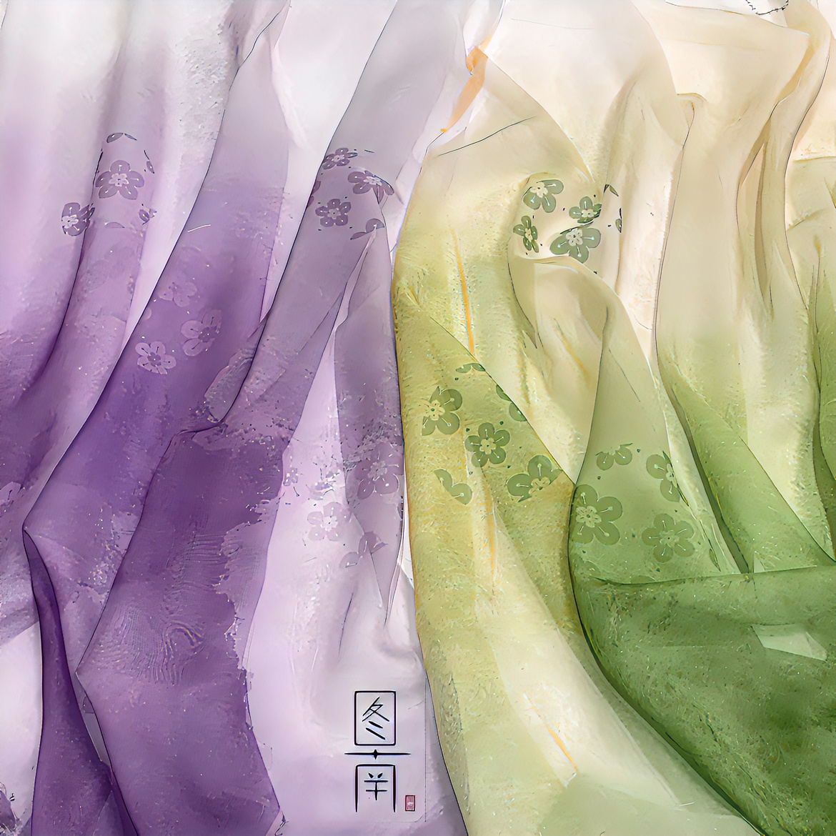 图南原创晕染团花印花多色汉服古风褶裙齐胸襦裙马面布料童装面料