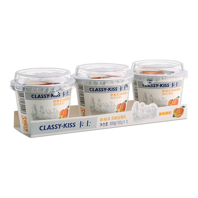 卡士黄桃果粒鲜酪乳100g*3杯/组