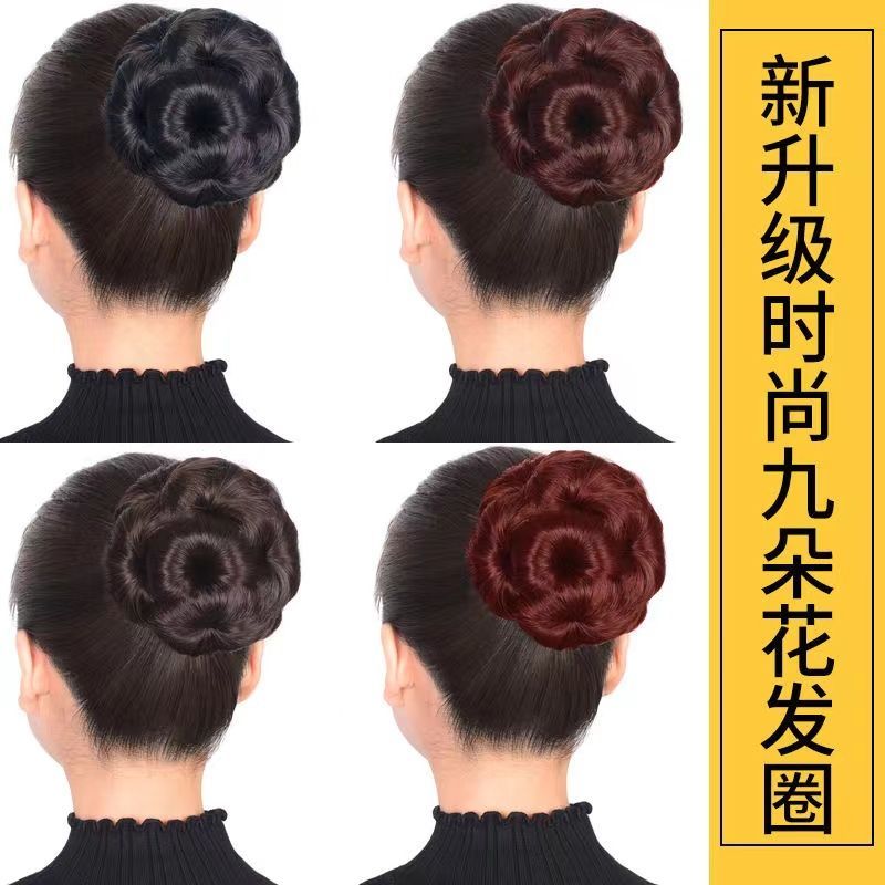 假发女盘发发包抓夹九朵花头花新娘旗袍发型头饰造型仿真发花苞头