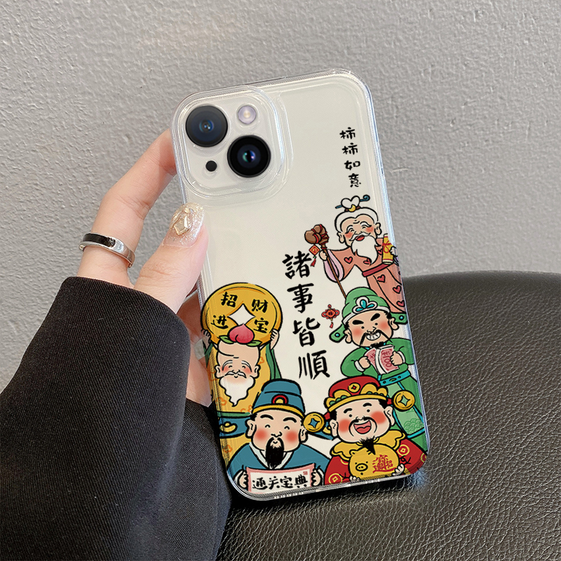 适用于苹果15VIVOOPPO荣耀iPhone14柿柿如意新款透明13手机壳