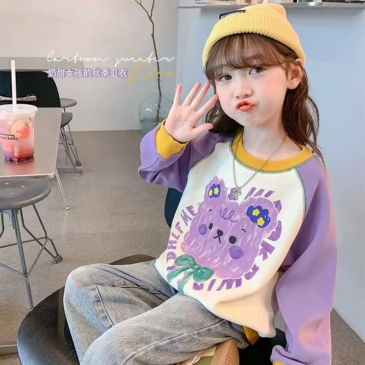 新款卫衣2024春秋季长袖卫衣中大童女童时尚韩版小女孩印花卫衣