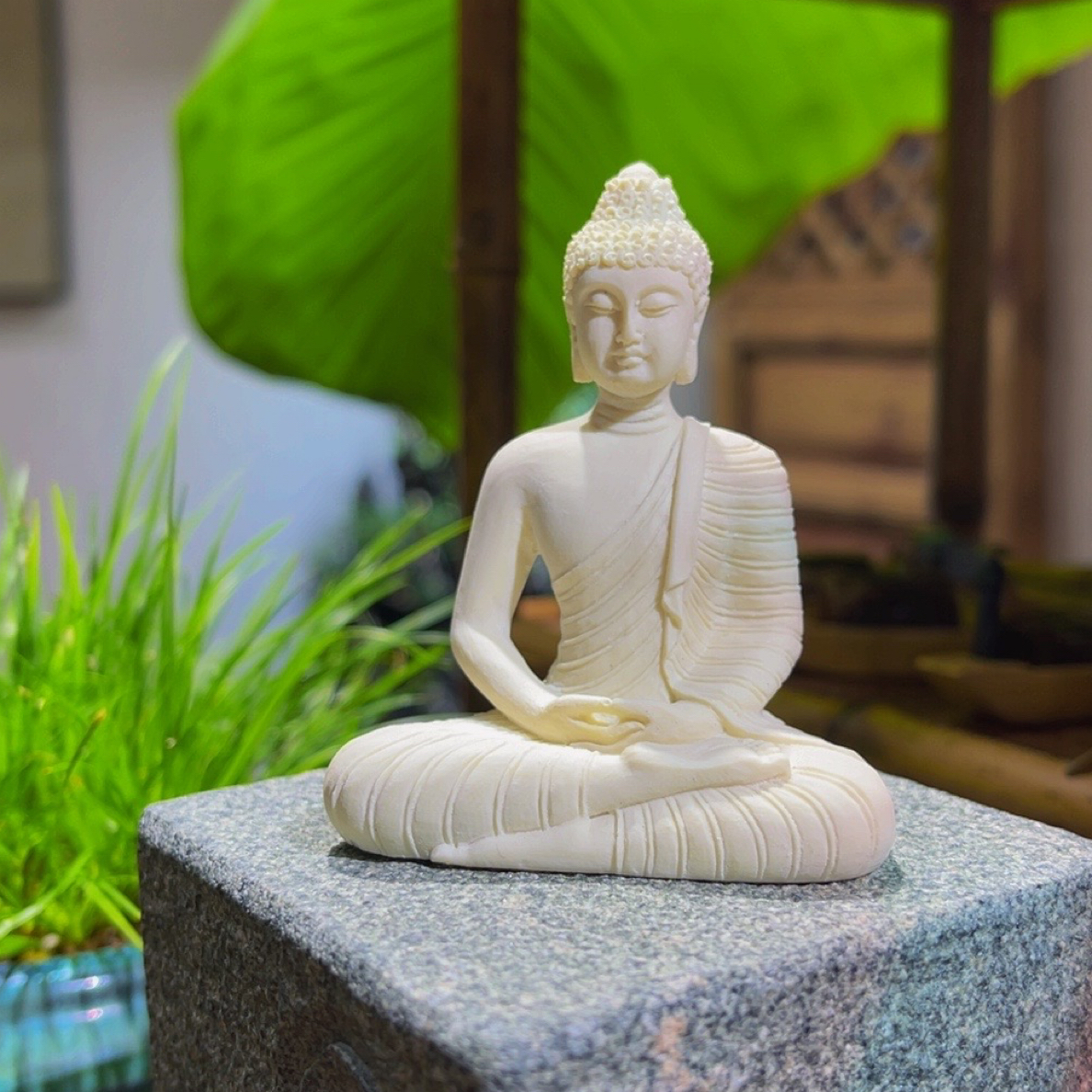 释迦摩尼佛树脂摆件茶宠鱼缸禅意摆件（高6.8长5.3宽3.5）