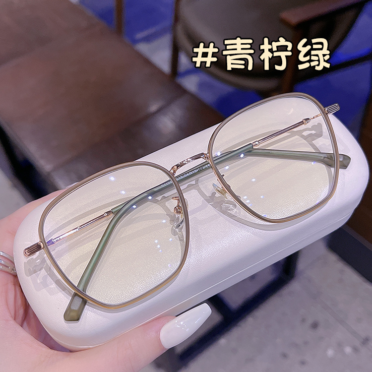 专业配眼镜近视可配青柠绿大框素颜方圆脸显瘦超轻眼睛镜架高级女