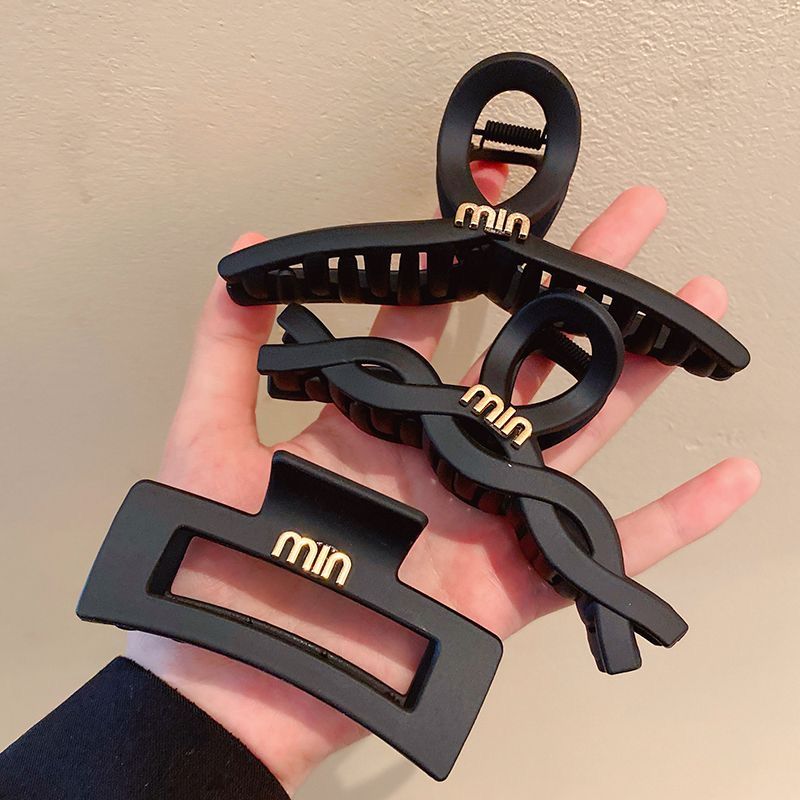 感黑色磨砂发夹后脑勺发量多抓夹女夏季大号发卡鲨