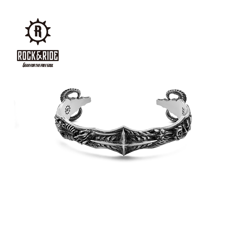ROCK&RIDE 925银手镯 七宗罪之全悉手镯男复古手工银饰小众饰品