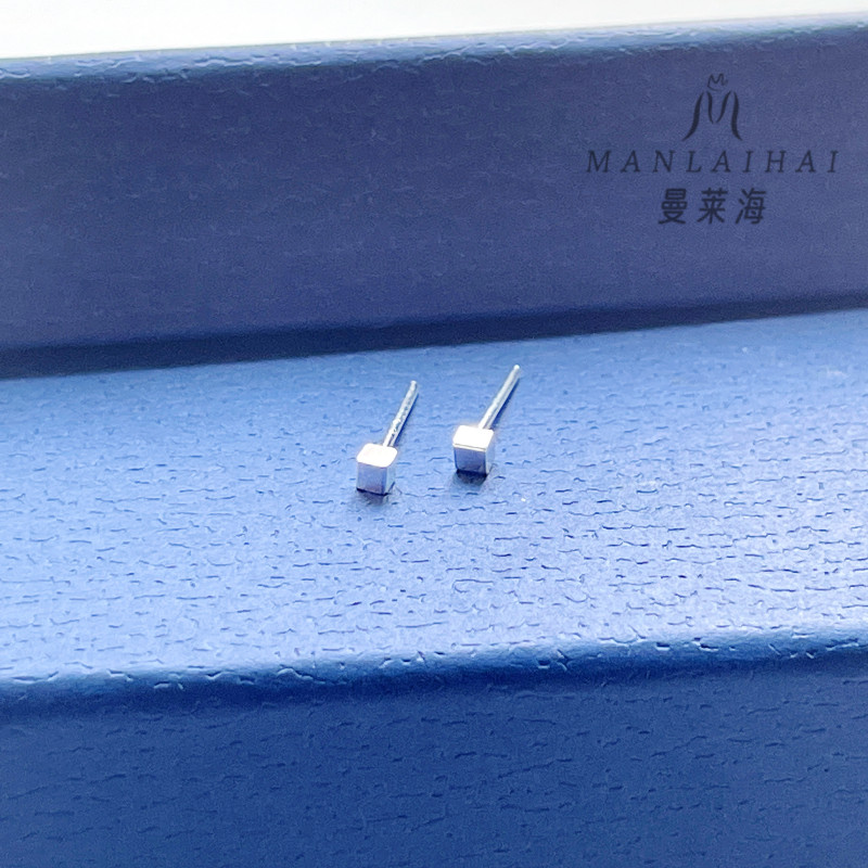 足银耳饰 小方块耳钉养耳洞纯银迷你小巧小清新耳垂气质百搭