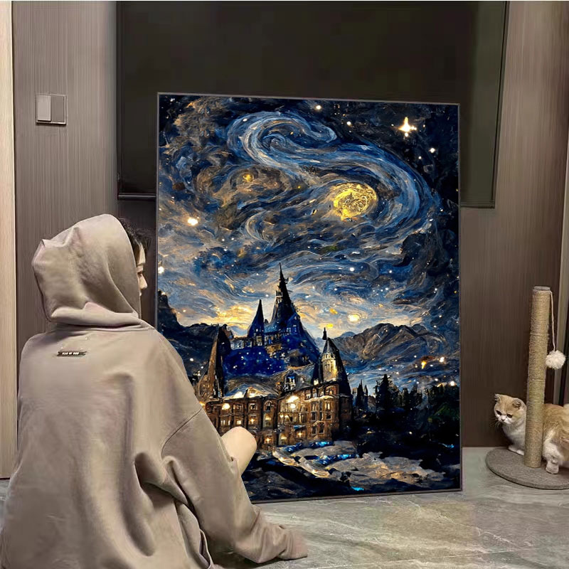 带框星空城堡钻石画世界名画贴砖十字绣2024新款手工diy客厅卧室