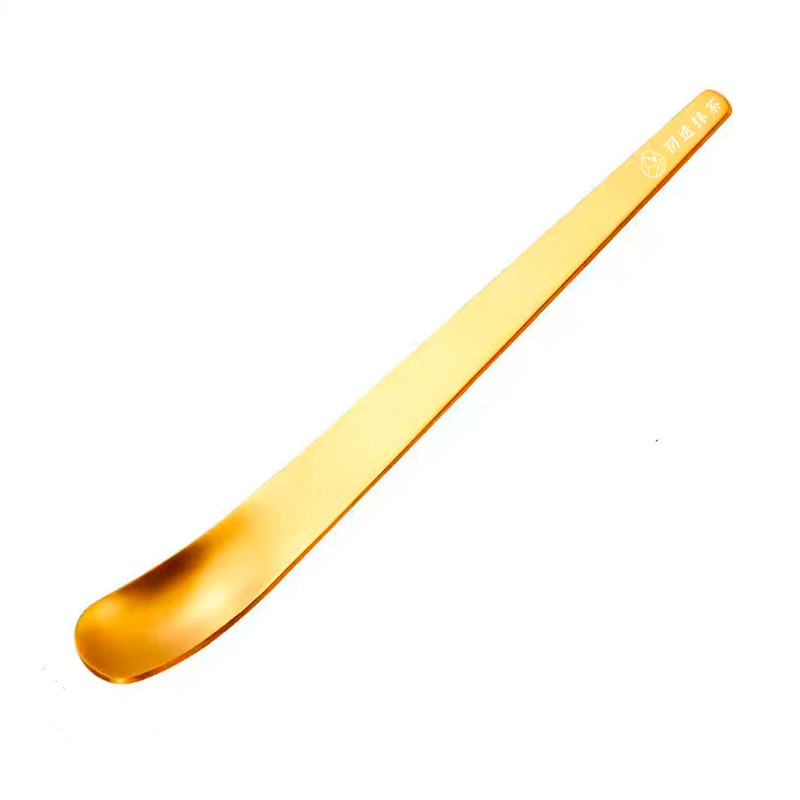 初透抹茶定制logo304不锈钢 金色勺子 积分兑换