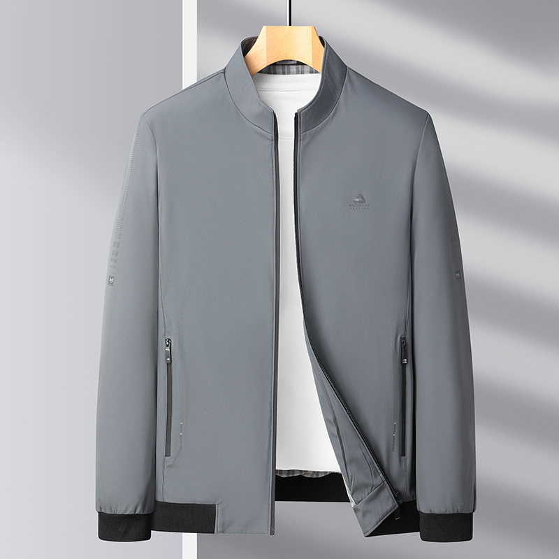 春秋季新款中年男士薄款立领茄克夹克爸爸装秋季外套男款春秋