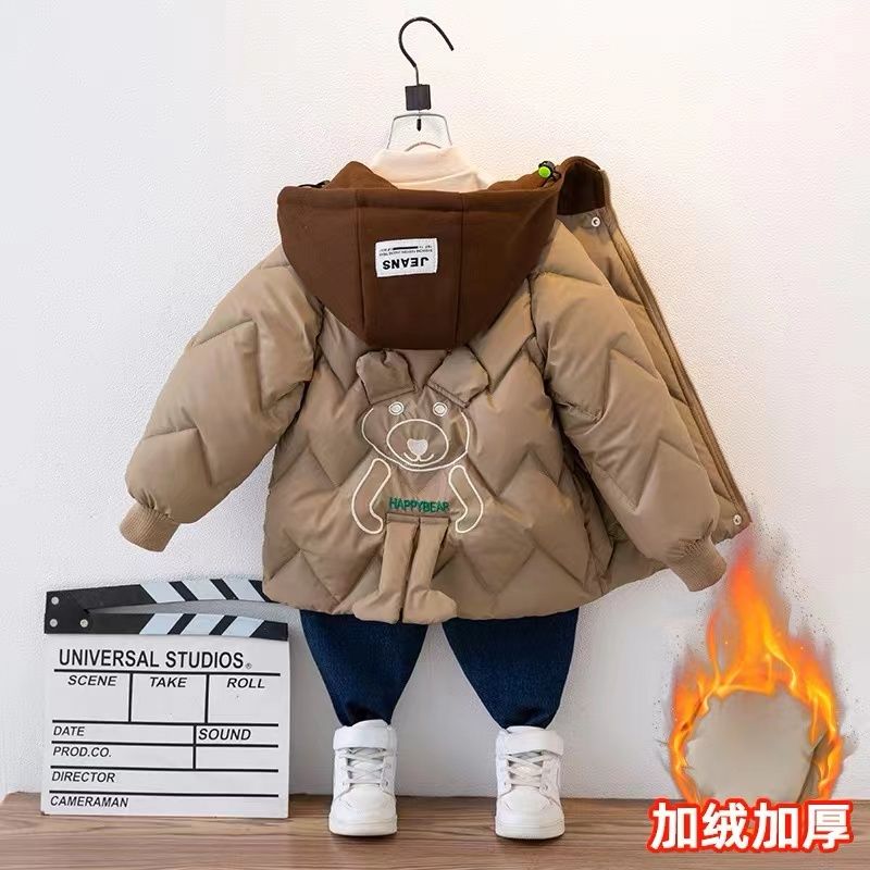 男童棉服2023冬装中小童洋气棉袄儿童加绒加厚棉衣卡通外套Q12