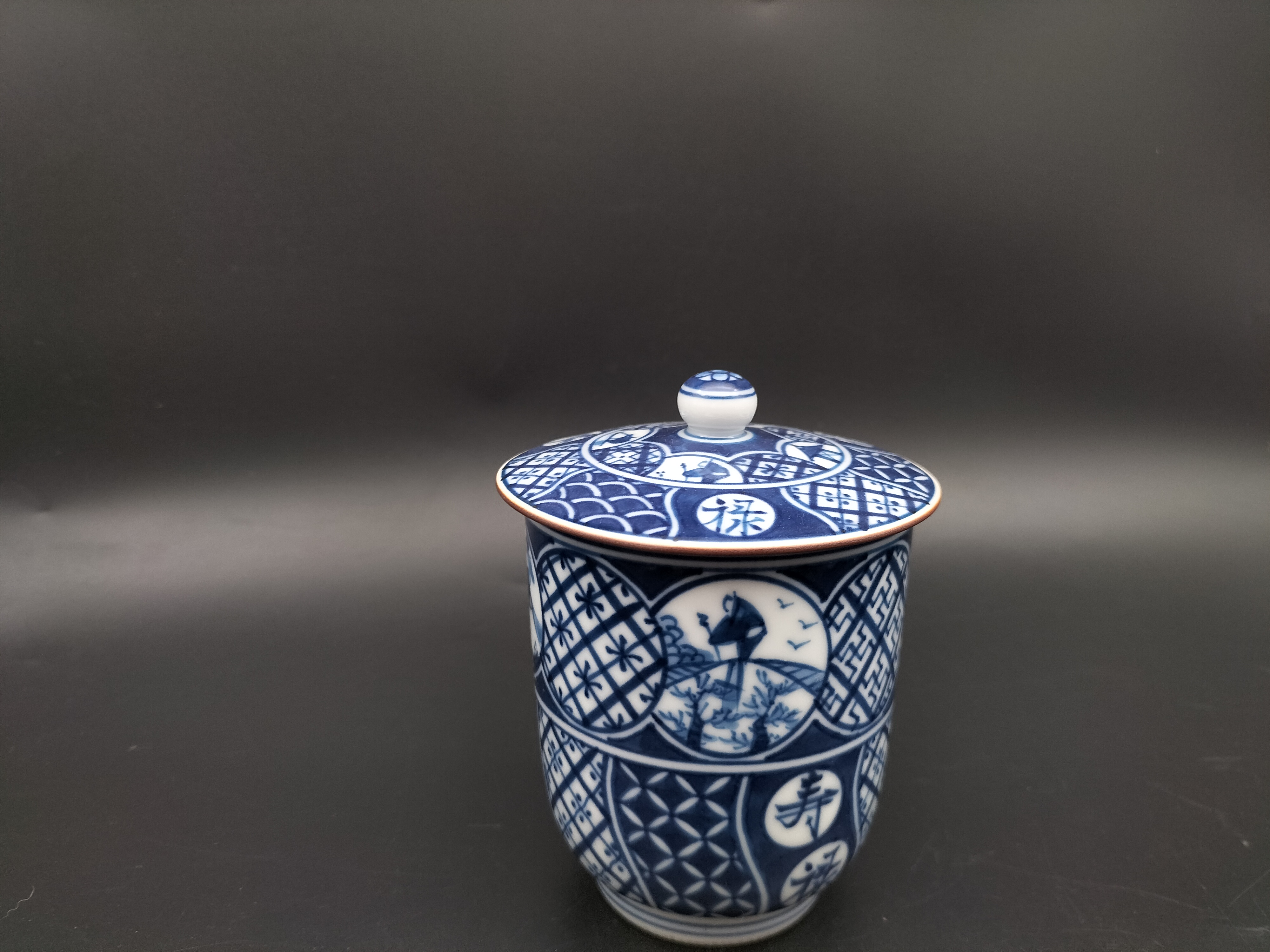 清水烧平安水明作青花手绘杯01/31稍有点轻微牛毛痕介意勿拍陶瓷