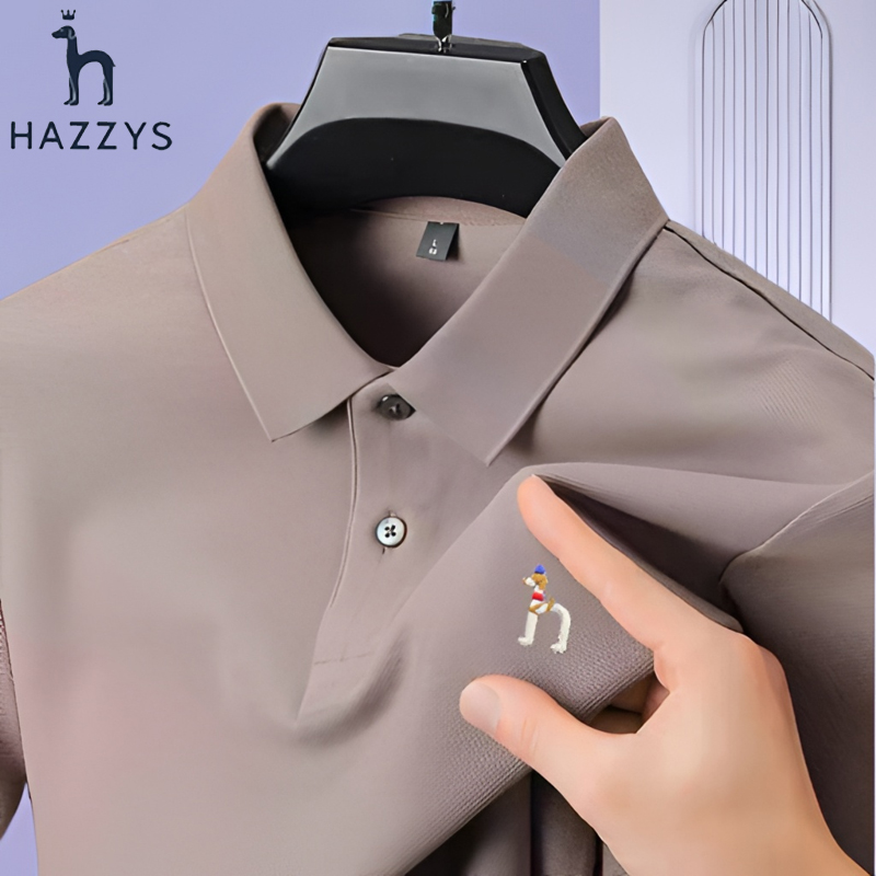 HAZZYS哈吉斯轻奢POLO衫高级翻领男高档长袖POLO衫高端男士POLO衫