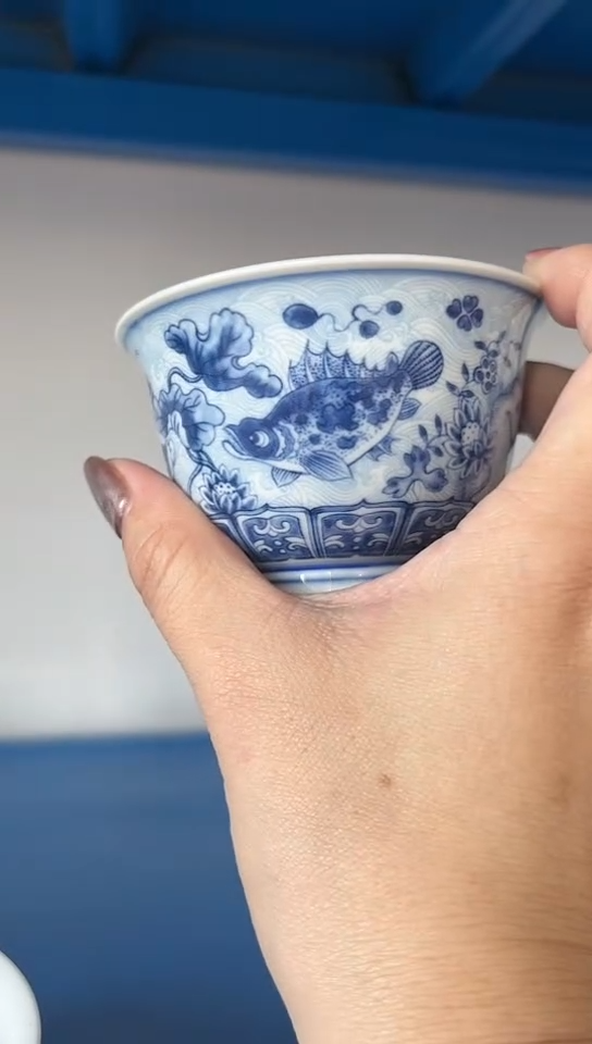 【闪购商品】青花鱼藻如是杯。。。。。。