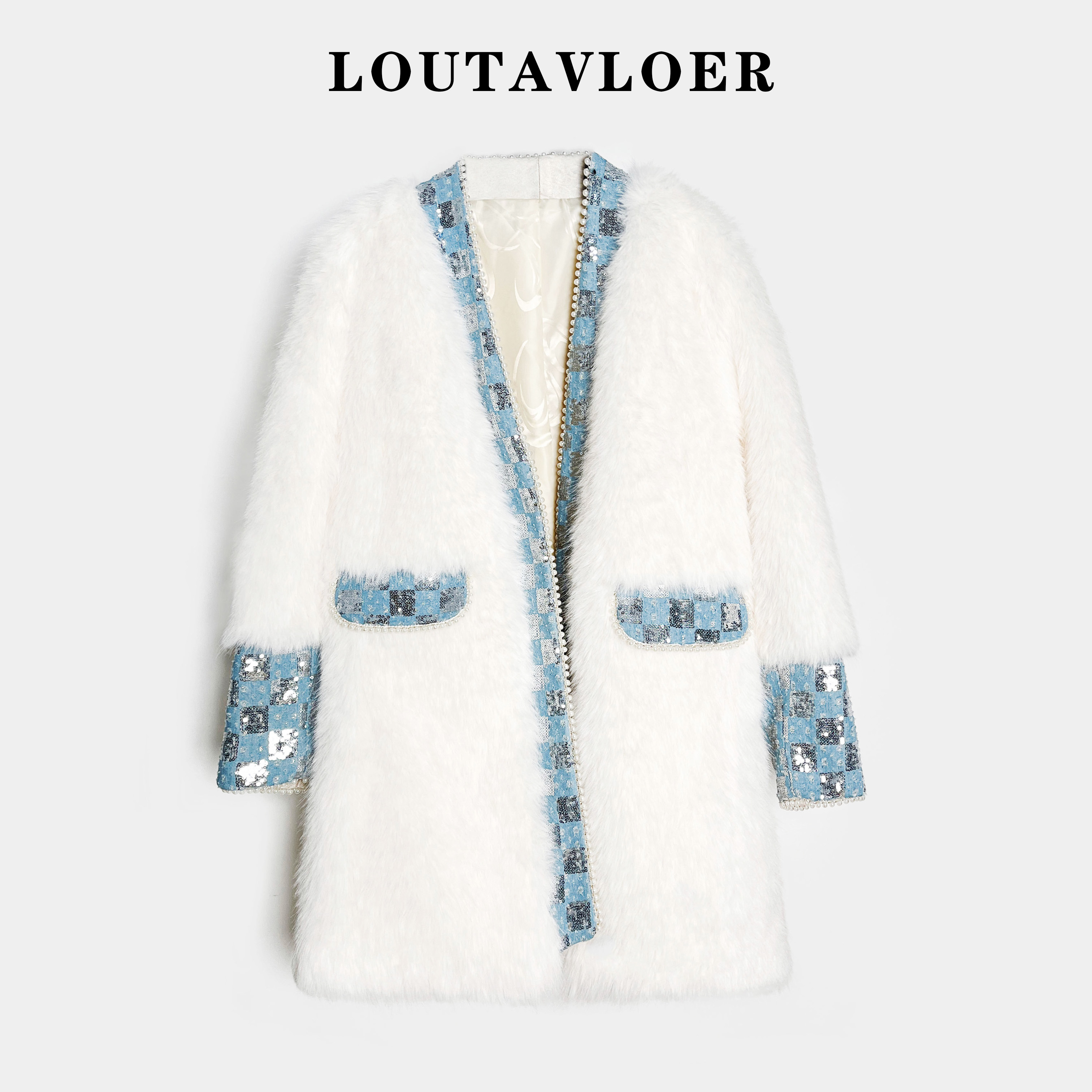 人造皮草 NIMðSHI【莎莎】时尚高级拼接百搭网红同款外套女8169