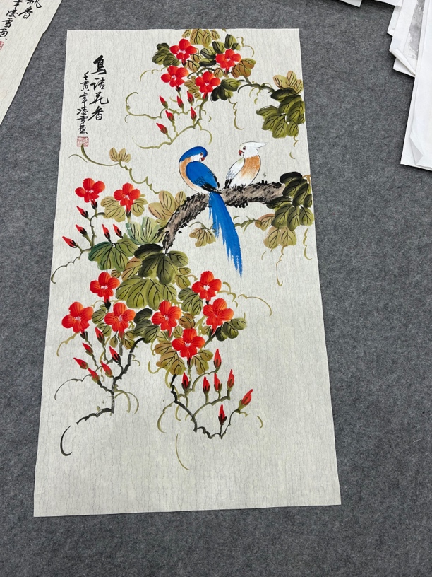 鸟语花香，3尺工笔花鸟